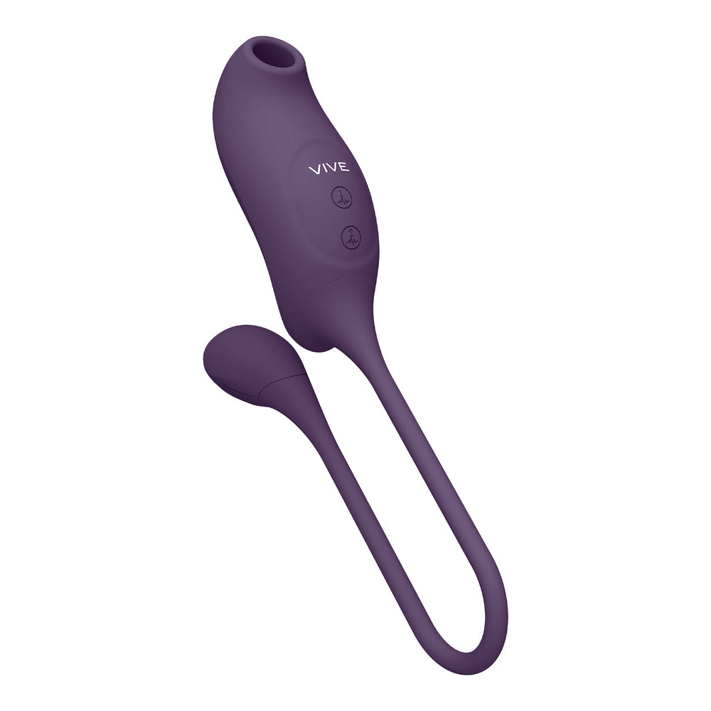 VIVE QUINO Rechargeable Air Wave & Vibrating Silicone Egg Vibrator Purple - Fantasies Boutique