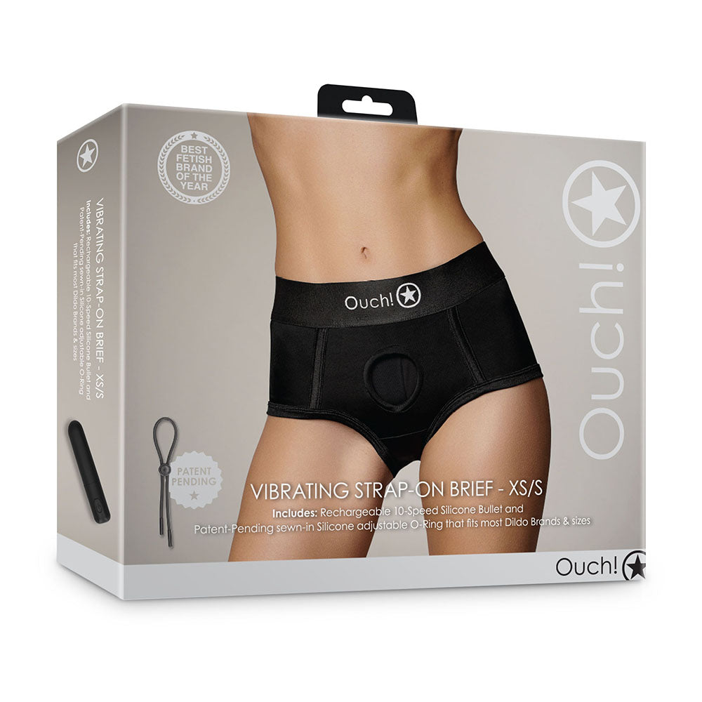 Ouch! Vibrating Strap-on Brief Black XS/S - Fantasies Boutique