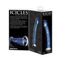 Icicles No. 29 Curved Textured 7.25 in. Glass Dildo Blue - Fantasies Boutique