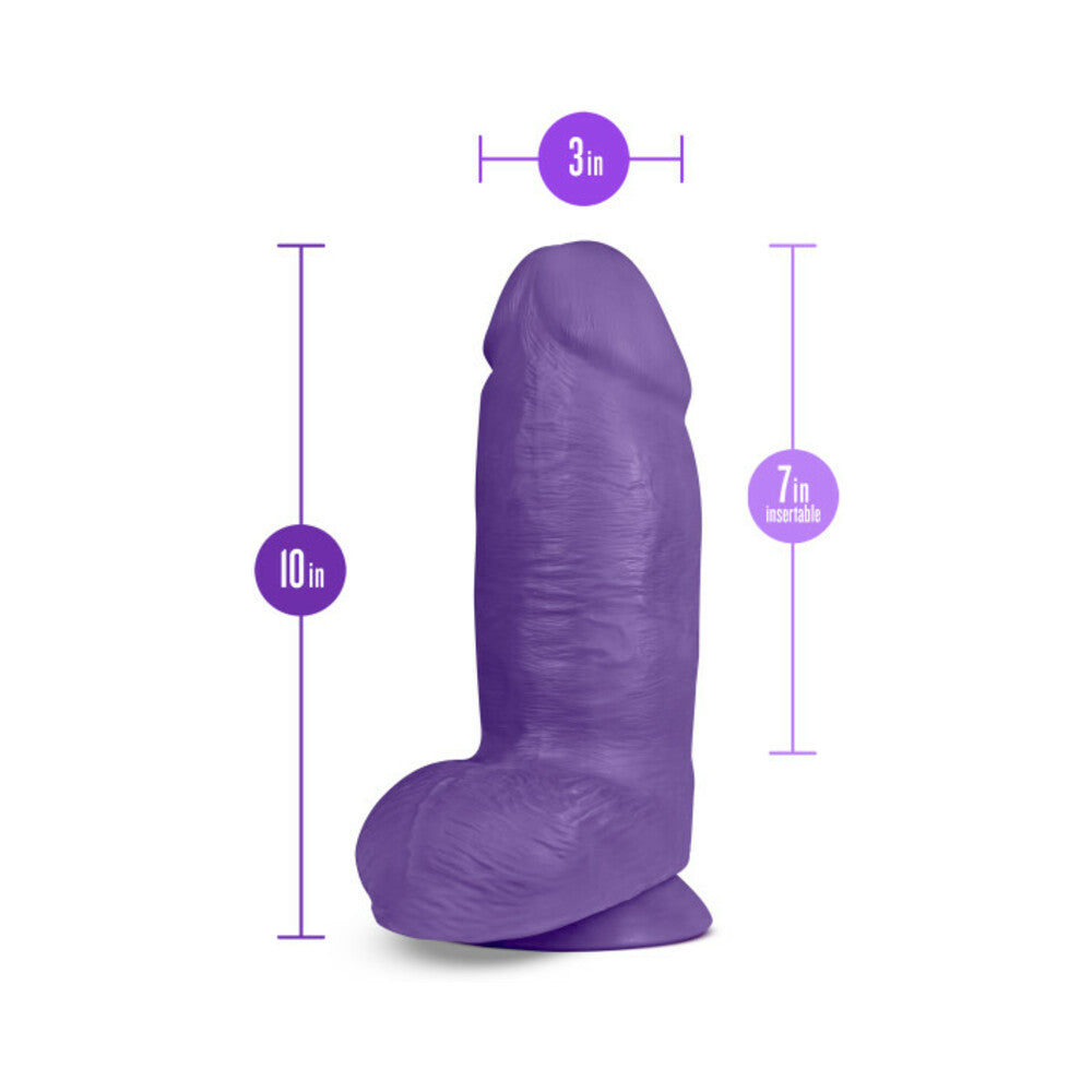 Au Naturel Bold Chub 10 in. Posable Dual Density Dildo with Balls Purple - Fantasies Boutique