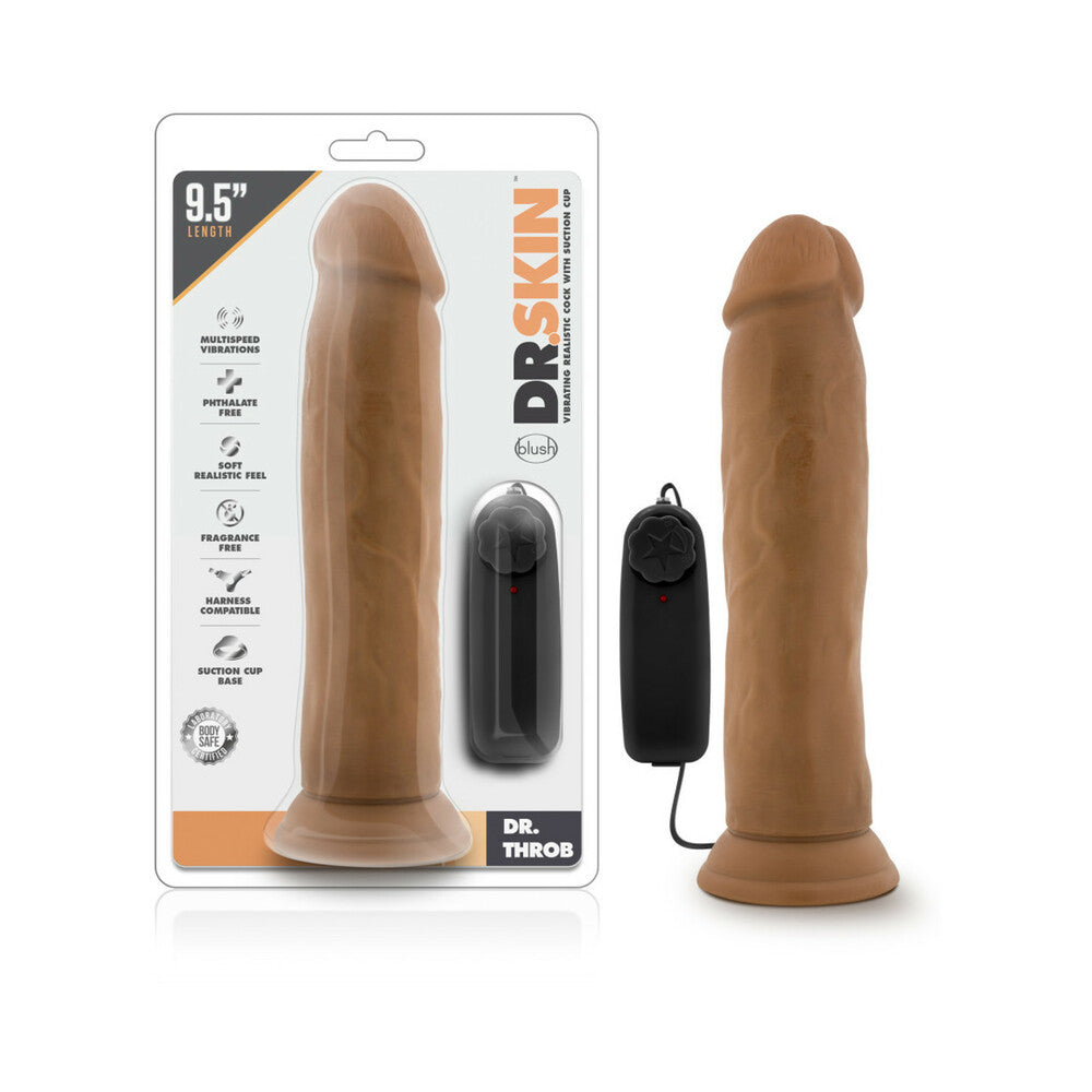 Dr. Skin Dr. Throb Realistic 9.5 in. Vibrating Dildo Tan - Fantasies Boutique
