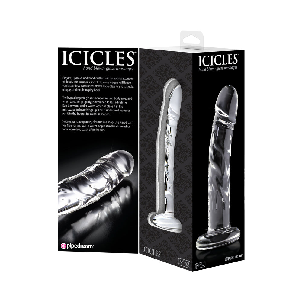 Icicles No. 62 Curved Realistic 6.5 in. Glass Dildo Clear - Fantasies Boutique