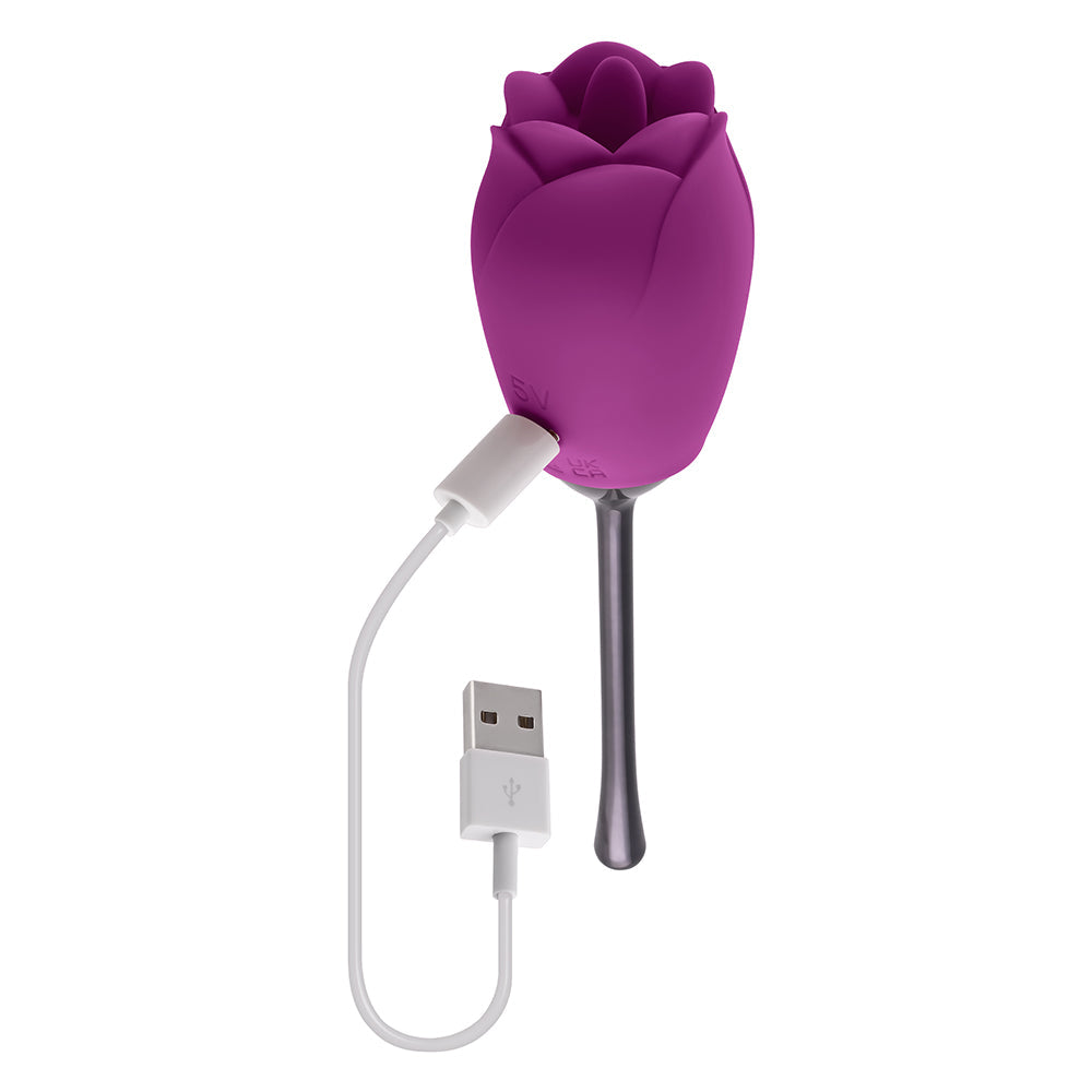 Playboy Petal Rechargeable Silicone Tongue Flicking Vibrator Wild Aster - Fantasies Boutique