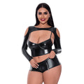 Magic Silk Liquid Onyx Camisole, Longsleeve Shrug & Short Set Black Queen - Fantasies Boutique