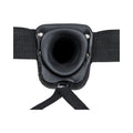 RealRock Realistic 9 in. Vibrating Hollow Strap-On With Balls Black - Fantasies Boutique