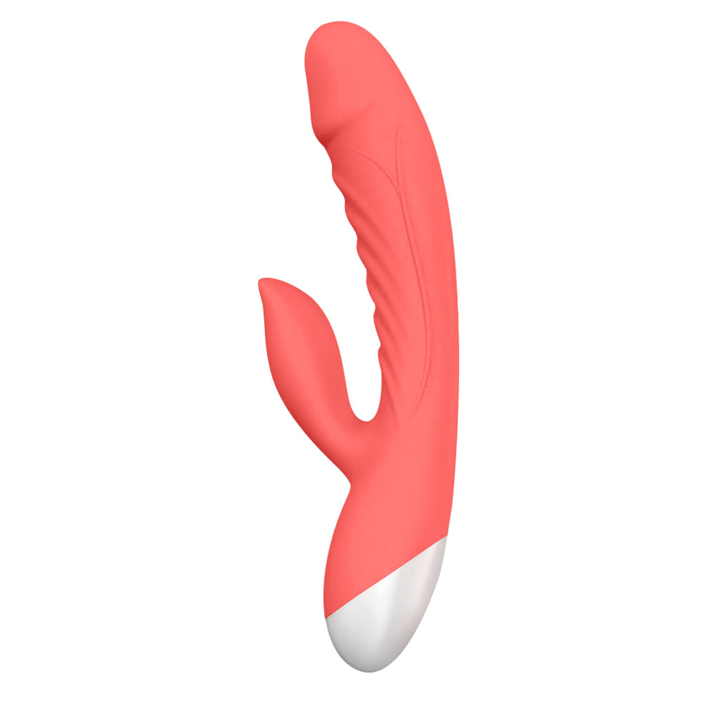 Luv Inc Rv20 Rabbit Vibrator Rechargeable Silicone Dual Stimulator Coral - Fantasies Boutique