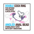 Anal Adventures Platinum Silicone Anal Plug with Vibrating C-Ring Black - Fantasies Boutique