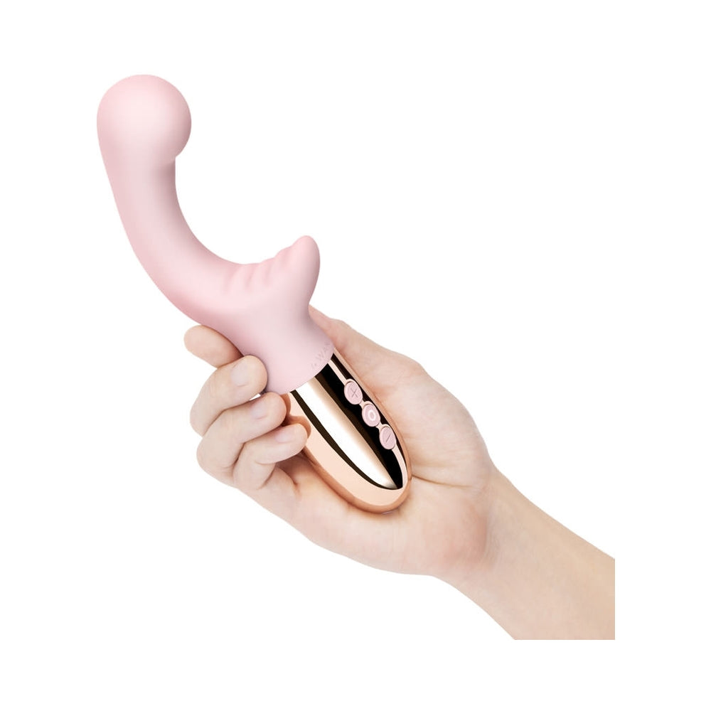 Le Wand XO Rechargeable Wave Silicone Dual Stimulation Vibrator Rose Gold - Fantasies Boutique