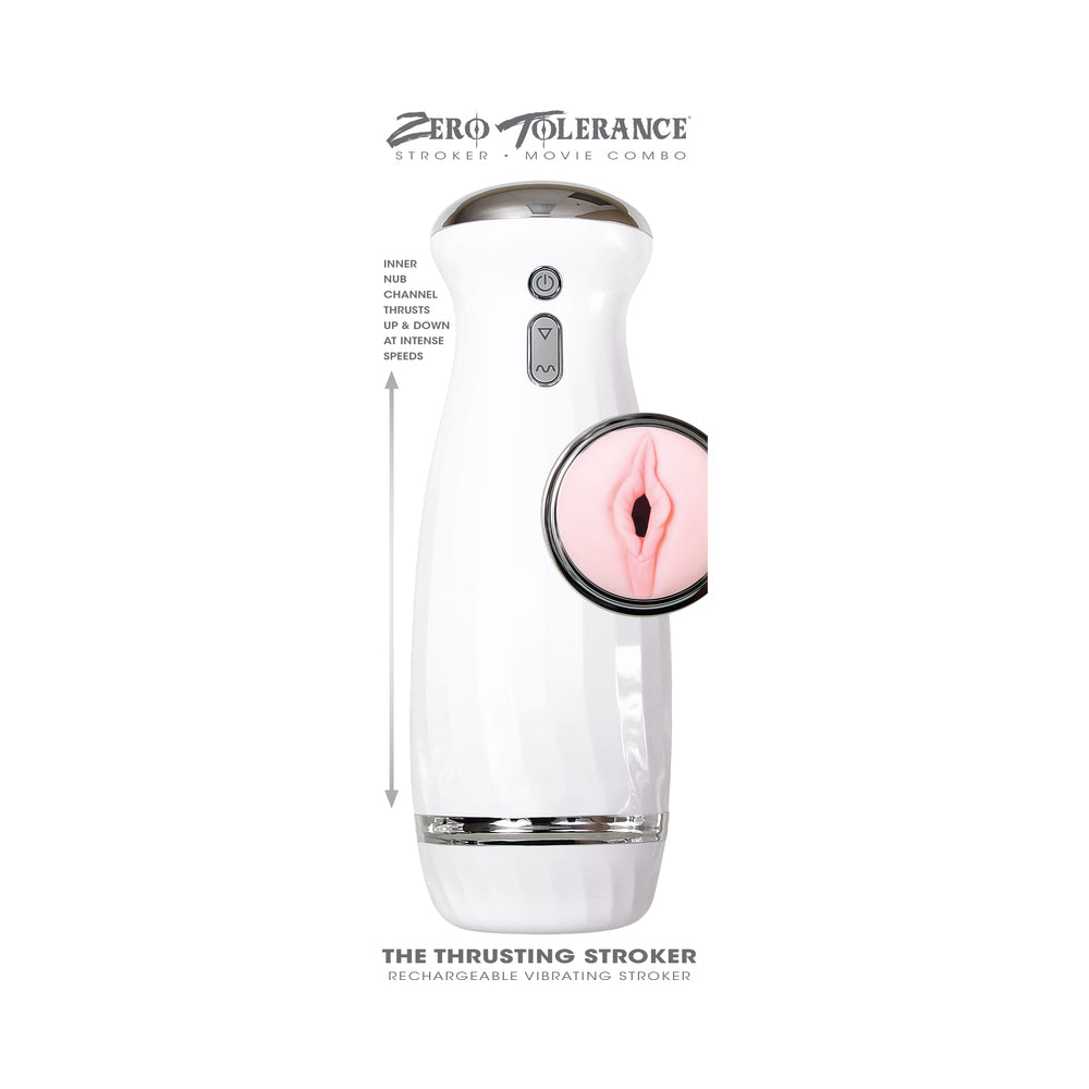 Zero Tolerance Rechargeable Thrusting Stroker With Movie Download White - Fantasies Boutique