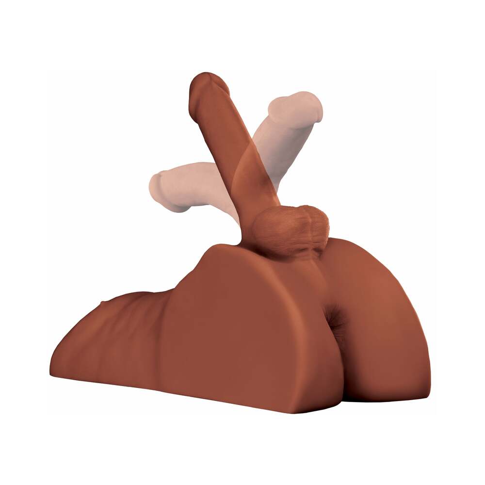 PDX Plus Perfect Ride Anal Masturbator With 6 in. Posable Dildo Brown - Fantasies Boutique