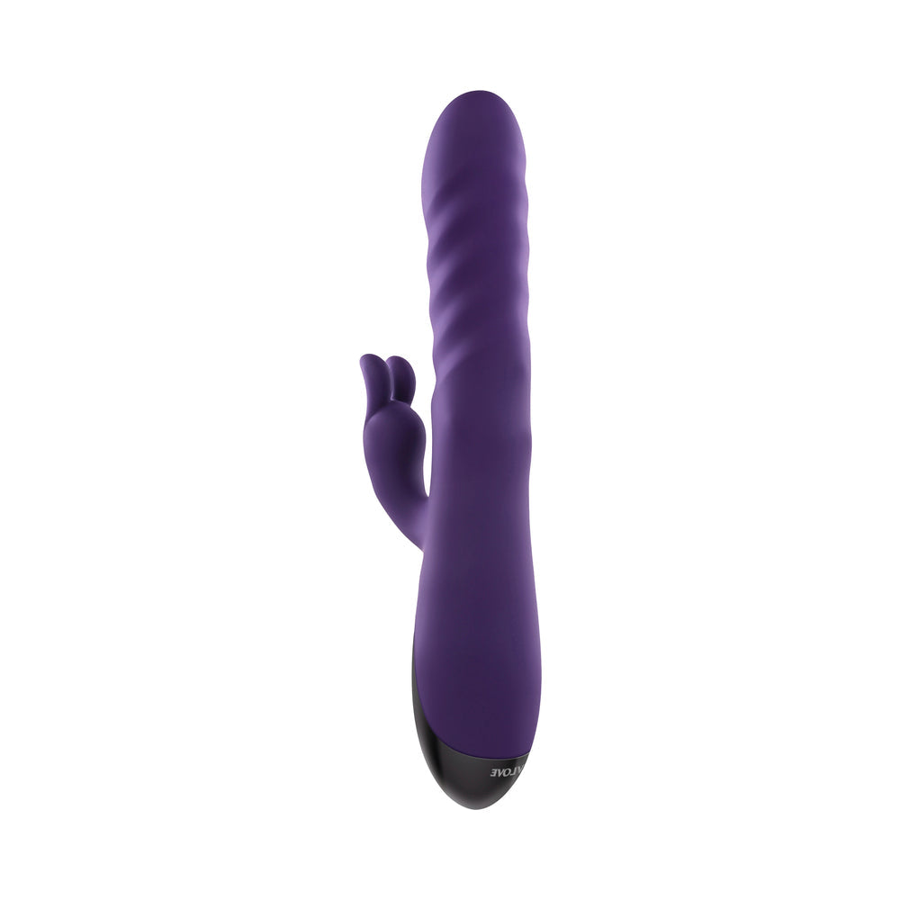 Evolved Rascally Rabbit Rechargeable Thrusting Swirling Silicone Vibrator Purple - Fantasies Boutique