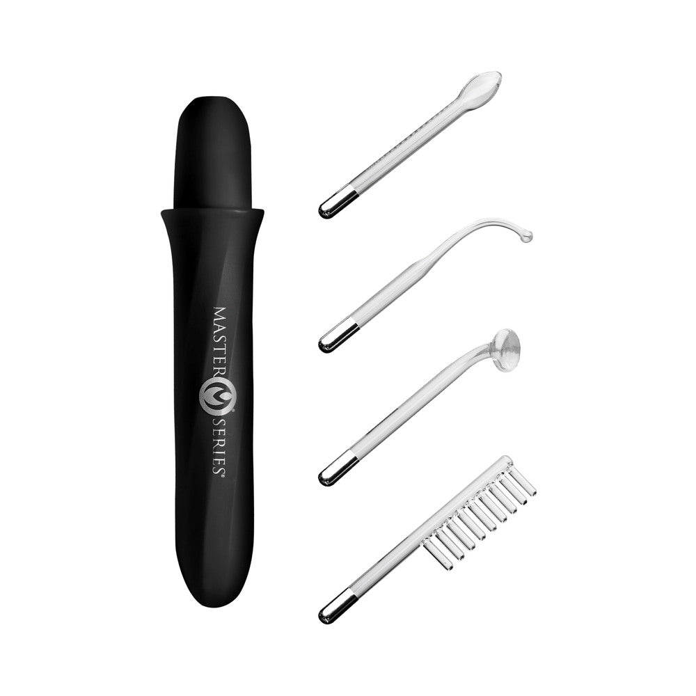 Master Series Elektra wand Rechargeable E-Stim Wand with Attachments Black
