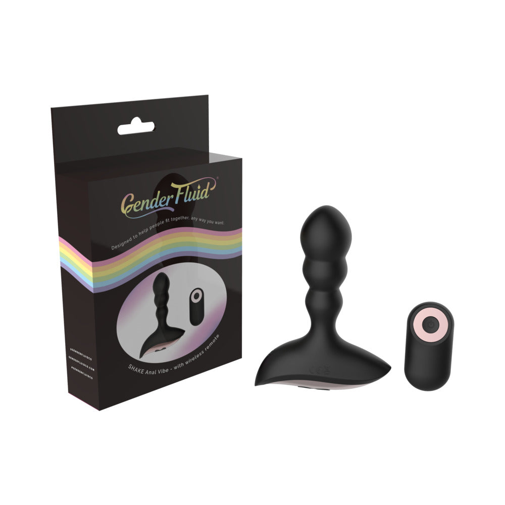Gender Fluid Shake Rechargeable Remote-Controlled Silicone Anal Vibrator Black - Fantasies Boutique