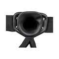 RealRock Realistic 8 in. Vibrating Hollow Strap-On Black - Fantasies Boutique