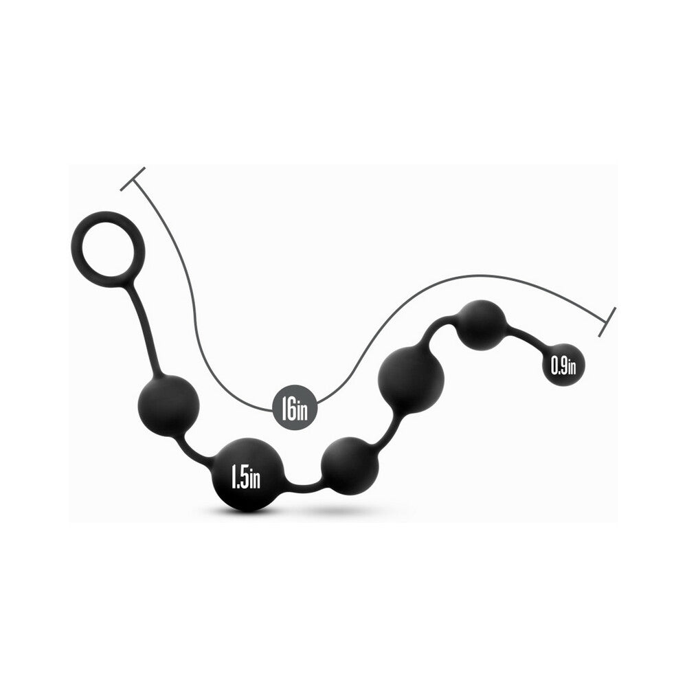 Blush Anal Adventures Platinum Silicone Large Anal Beads Black - Fantasies Boutique