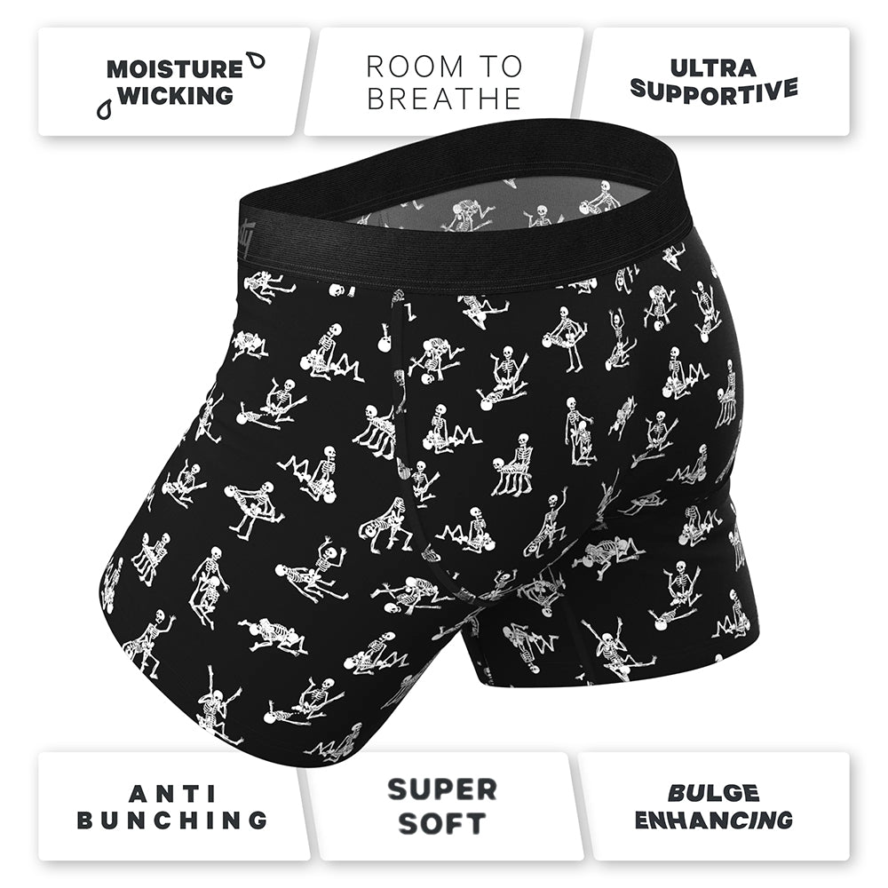 Shinesty The Bare Back Bones Glow-in-the-Dark Skeletons Ball Hammock Pouch Underwear with Fly M