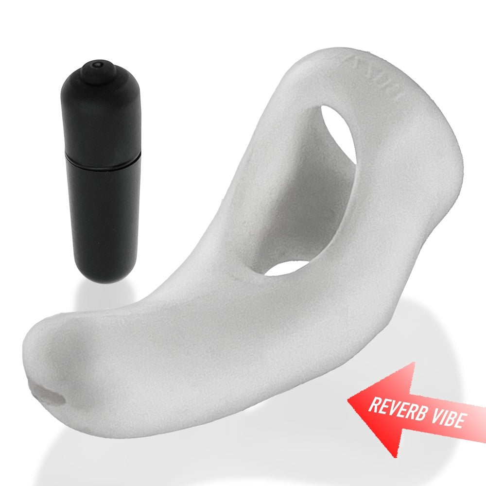 Hunkyjunk Buzzfuck Cock & Ball Sling with Taint Vibrator White Ice - Fantasies Boutique