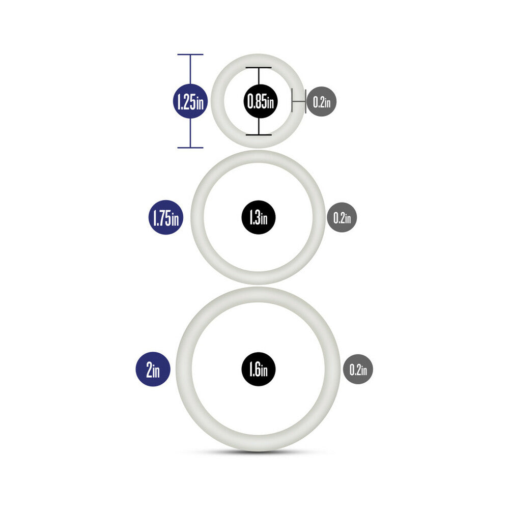 Blush Performance VS4 Pure Premium Silicone Cockrings 3-Pack Set White - Fantasies Boutique