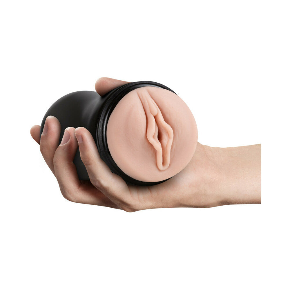 M for Men Soft + Wet Pussy with Pleasure Ridges & Orbs Self-Lubricating Vagina Stroker Beige - Fantasies Boutique