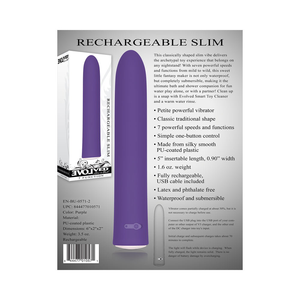 Evolved Rechargeable Sli mline Vibrator Purple - Fantasies Boutique