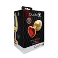 Shots Ouch! Heart Gem Butt Plug Large Gold/Ruby Red - Fantasies Boutique