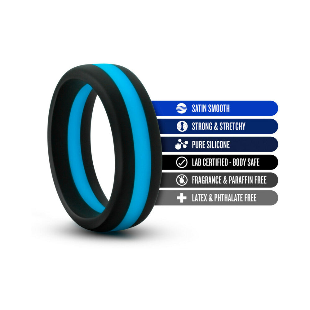 Blush Performance Silicone Go Pro Cock Ring Black/Indigo/Black - Fantasies Boutique