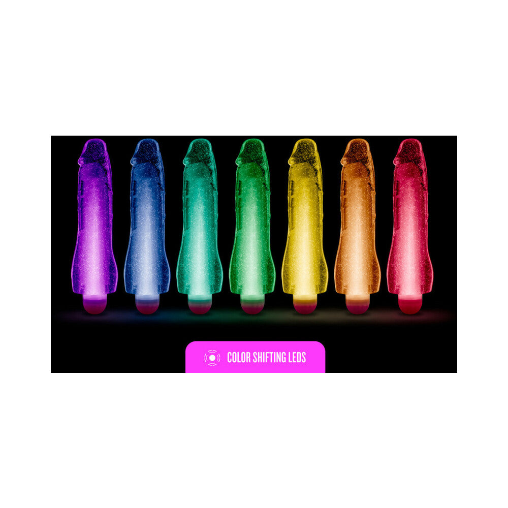 Glow Dicks Molly Color Changing 8 in. Vibrating Dildo Glitter Purple - Fantasies Boutique