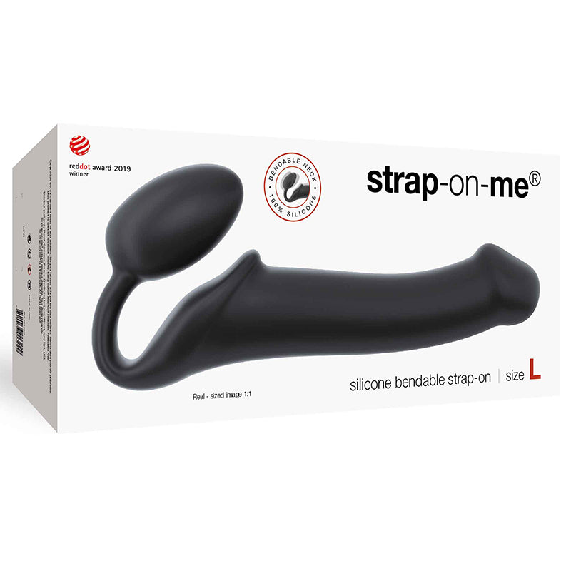Strap-On-Me Semi-Realistic Bendable Silicone Strap-On Black L - Fantasies Boutique