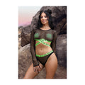 Fantasy Lingerie Vibes Fuck Ur Rules UV Reactive Longsleeve Fishnet Top, Panty, Pasties Black M/L - Fantasies Boutique
