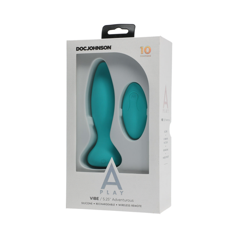 A-Play Vibe Adventurous Rechargeable Silicone Anal Plug with Remote Teal - Fantasies Boutique