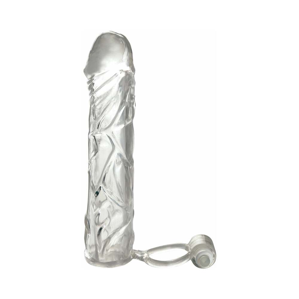 Fantasy X-tensions Vibrating Super Sleeve 1 in. Extension With Ball Strap Clear - Fantasies Boutique
