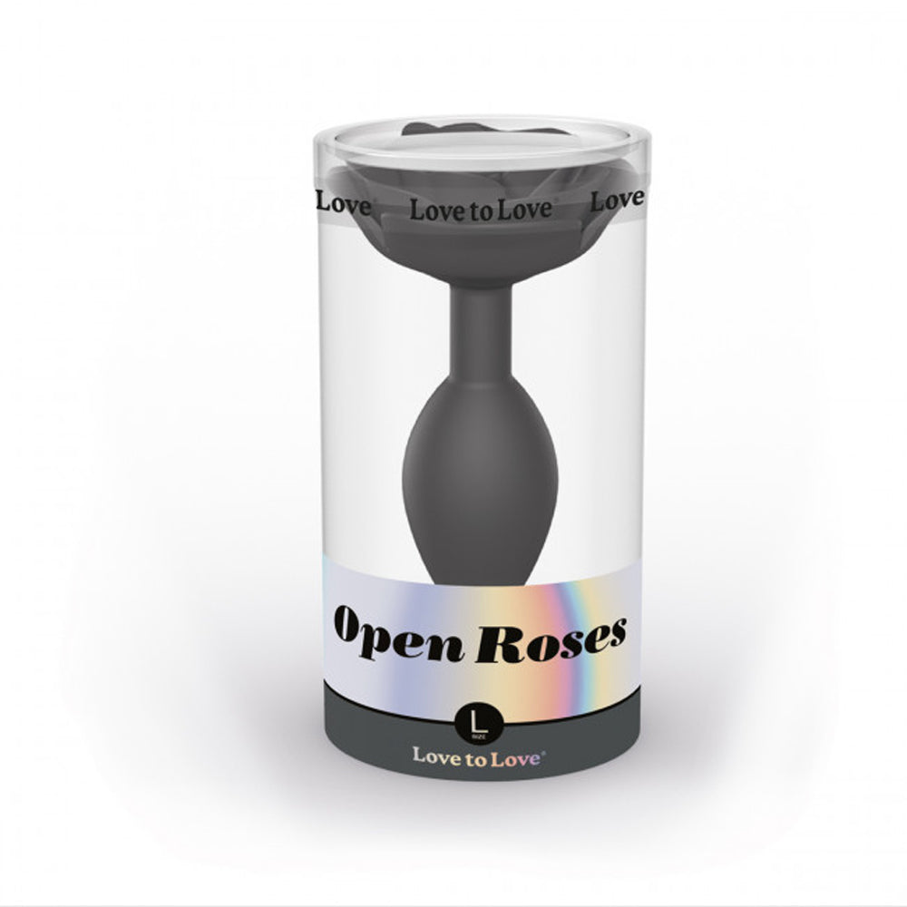 Love to Love Open Roses Silicone Anal Plug Black Onyx L - Fantasies Boutique