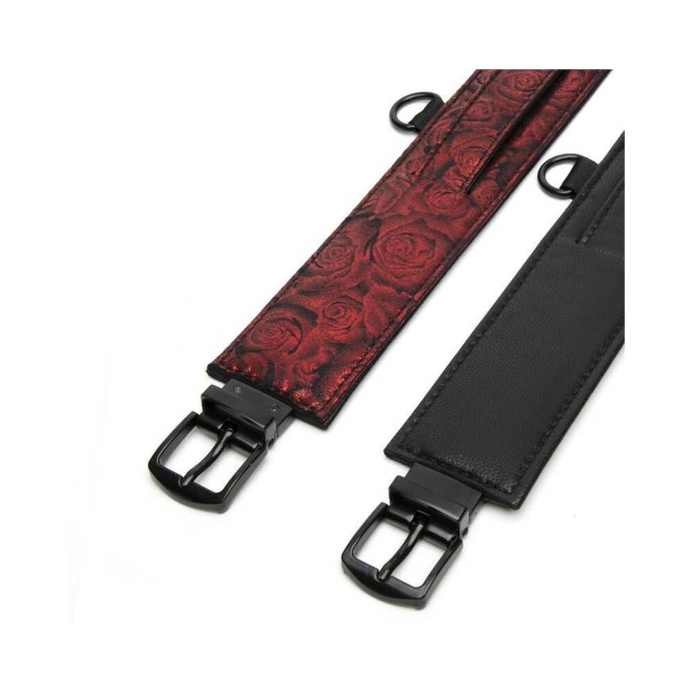 Fifty Shades of Grey Sweet Anticipation Faux Leather Adjustable Reversible Ankle Cuffs Red/Black - Fantasies Boutique