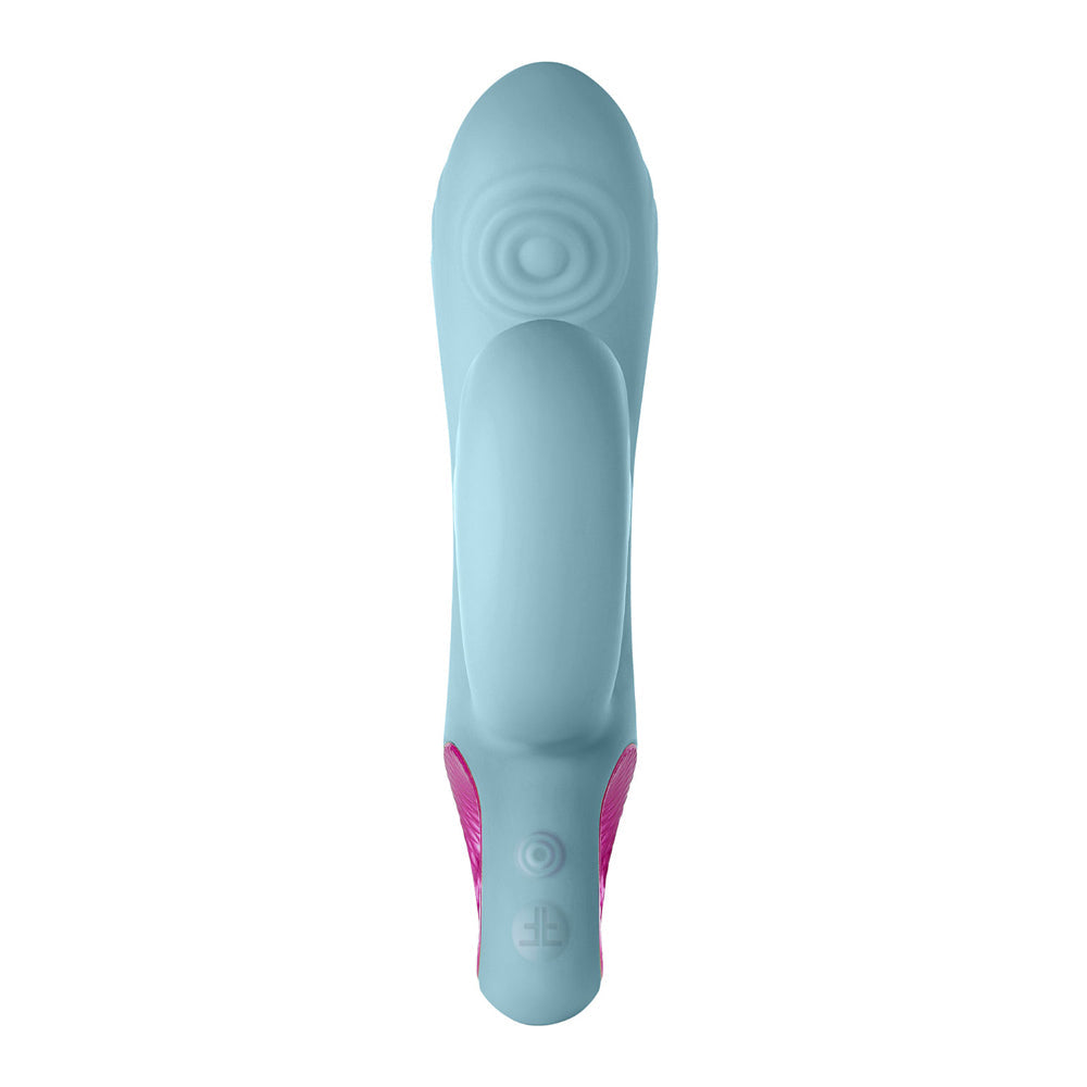 FemmeFunn Cora Rechargeable Silicone Thumping Dual Stimulation Vibrator Light Blue - Fantasies Boutique