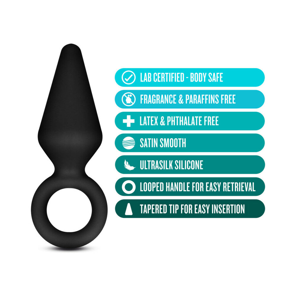 Blush Anal Adventures Platinum Silicone Loop Plug Small Black - Fantasies Boutique
