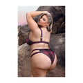 Fantasy Lingerie Vibes Fuckin' Perfection Plaid Mesh Cut Out Bralette & Panty Black Queen Size - Fantasies Boutique