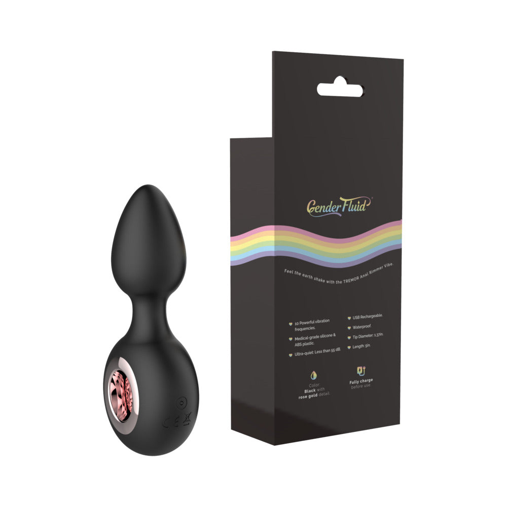 Gender Fluid Tremor Rechargeable Silicone Anal Rimmer Vibrating Plug Black - Fantasies Boutique