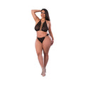 Magic Silk Glitz & Glam Halter Bralette and Panty Set Black Queen Size - Fantasies Boutique