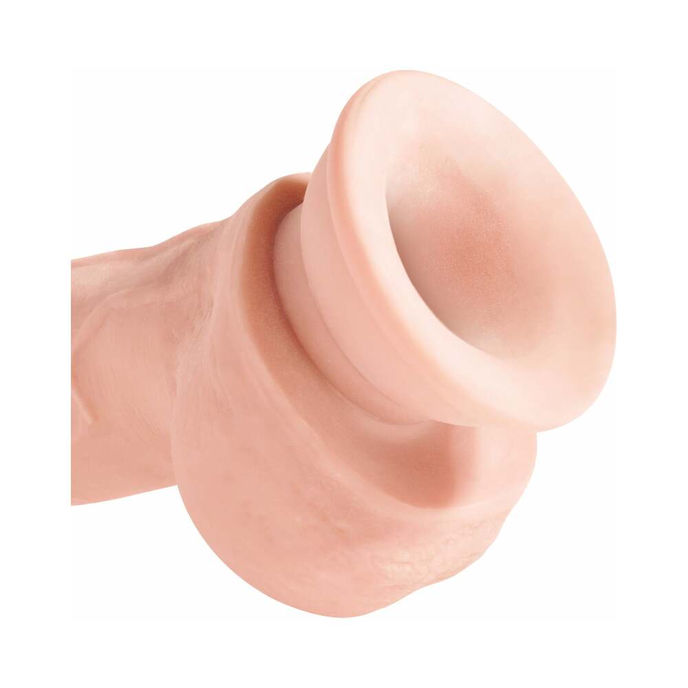 King Cock Plus 8 in. Triple Density Cock With Balls Realistic Suction Cup Dildo Beige - Fantasies Boutique