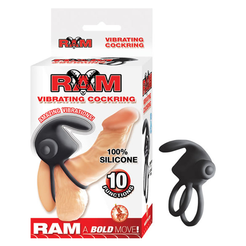 Ram Vibrating Cockring Black - Fantasies Boutique