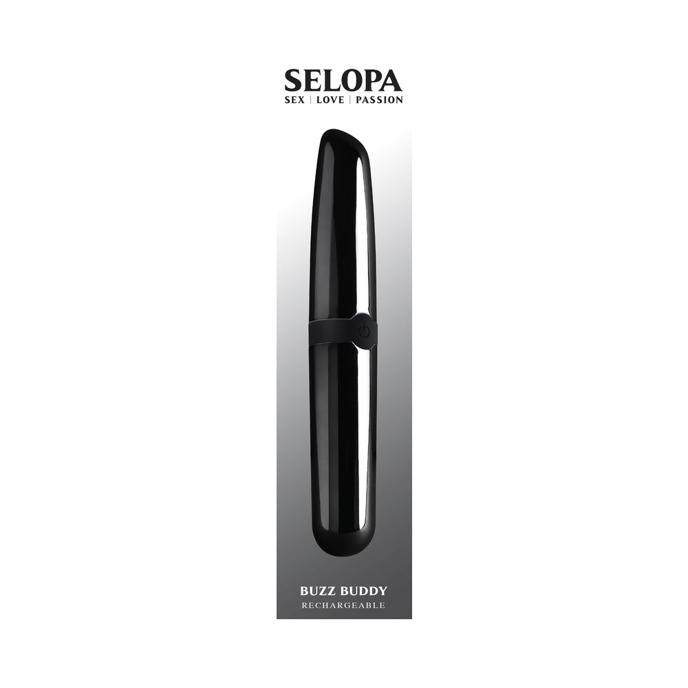 Selopa Buzz Buddy Rechargeable Vibe Silicone Black Chrome