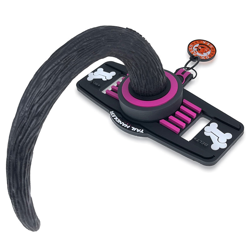 OxBalls Tail Handler Belt Strap With Pup Tail Silicone/PVC Pink - Fantasies Boutique