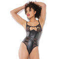 Darque Sheer Crotchless Teddy Black Small Hanging - Fantasies Boutique