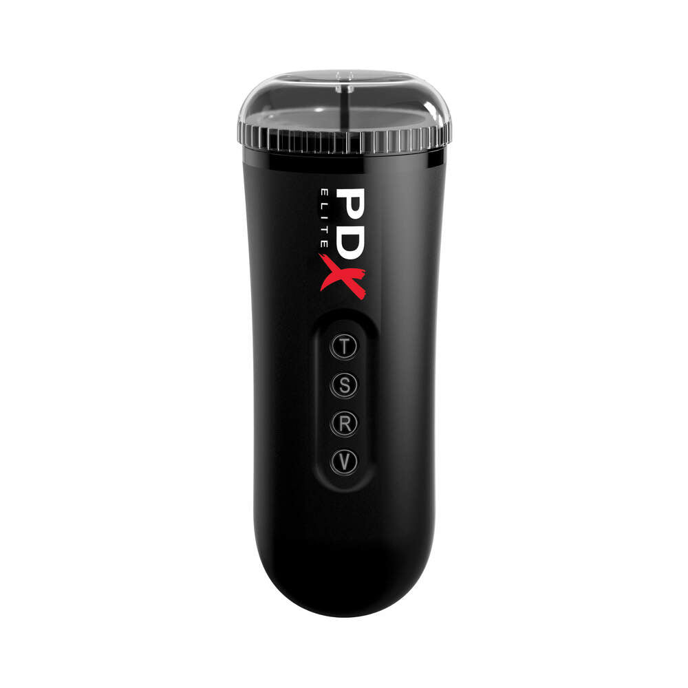 PDX Elite Moto Blower Rechargeable Thrusting Vibrating Suction Masturbator Clear/Black - Fantasies Boutique