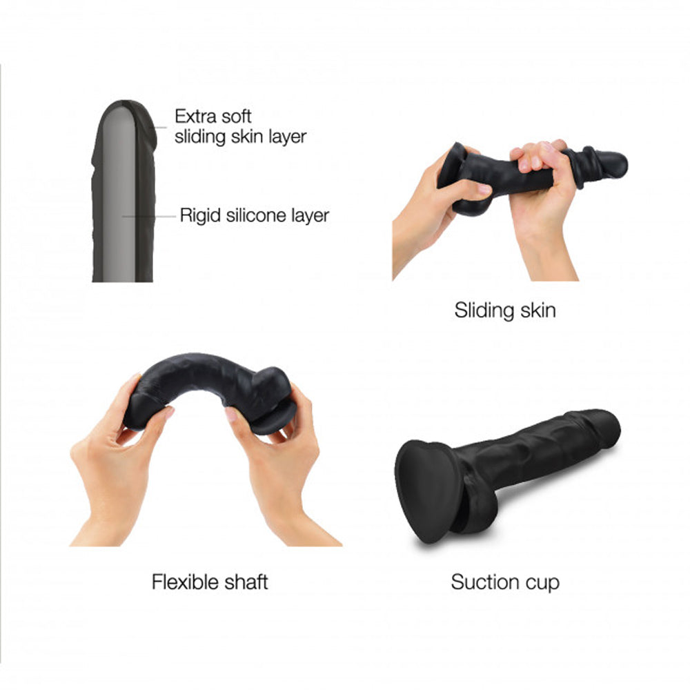 Strap-On-Me Realistic Collection Sliding Skin Dual-Density Silicone Dildo Black S - Fantasies Boutique