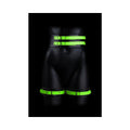 Ouch! Glow in the Dark 5-Piece Bonded Leather Thigh & Handcuffs With Belt Restraint Neon Green L/XL - Fantasies Boutique