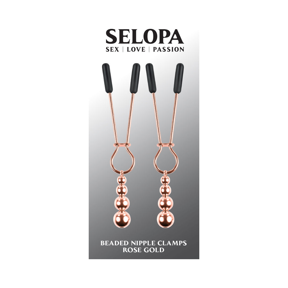 Selopa Beaded Nipple Clamps Stainless Steel Rose Gold - Fantasies Boutique