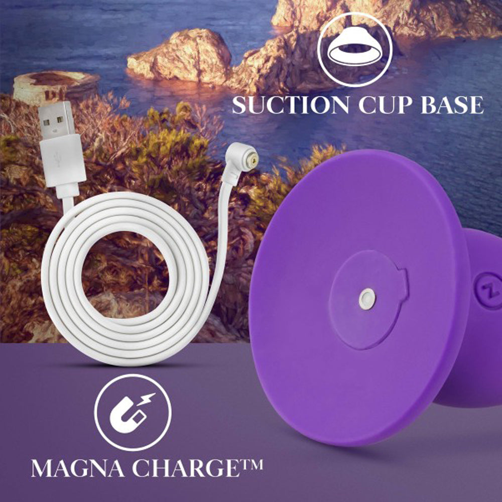 Impressions Ibiza Rechargeable Silicone 7.75 in. Vibrating Dildo with Suction Cup Plum - Fantasies Boutique
