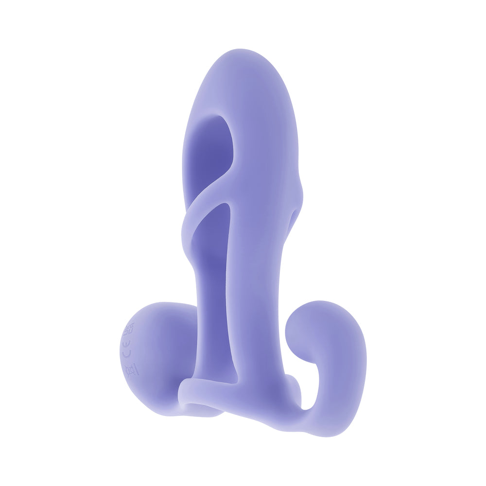 Playboy Fantasy Cage Rechargeable Vibrating Cock Cage Silicone Purple