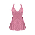 Magic Silk Wisteria Mist Halter Babydoll & G-Set Pink Queen Size